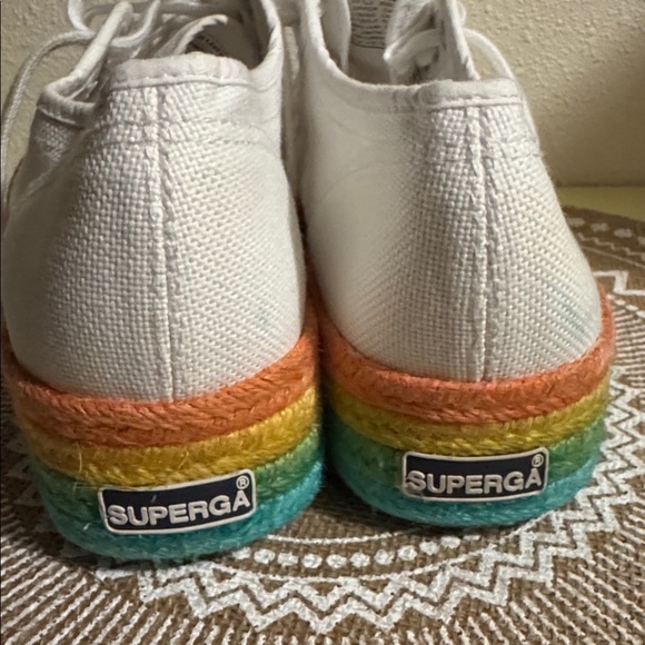 Superga Pride Rainbow & White Platform Sneakers - Picture 4 of 10